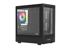 Noua Nexus PK100, Case Gaming MicroATX Compatto, Ventola PWM ARGB, Vetro Temperato a Doppia Finestra, Micro Tower con USB 3.0, Nero