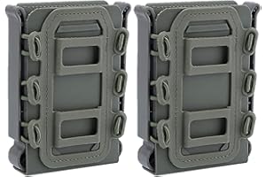 HIDEDE Custodia Tattica per Caricatore, 2 Pezzi Fast Mag Pouch Set Borsa Molle Mag Pouch Airsoft caricatori Porta riviste per caricatori Ar15 M4 5.56 7.62, Oliva