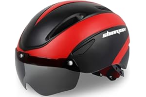 Shinmax Casco da ciclismo da uomo e donna, certificato CE, con occhiali magnetici staccabili, visiera per adulti, casco da mountain bike, regolabile, protezione per la sicurezza stradale, sci,