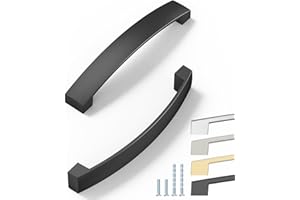 ELEBUILD Pack of 6 handles, 128 mm, black, cabinet handles, elegant handles for the kitchen