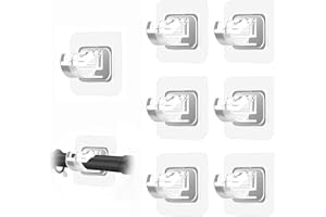 IOSPKKIO® 8 Stück Gardinenstangenhalter ohne Bohren, kein Bohren, Selbstklebende Gardinenstangenhalter, nagelfrei, verstellbare Gardinenstangenhaken, Gardinenbügel