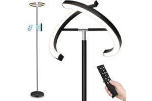 FIMEI Floor Lamp, Uplighter Floor Lamp, Stepless Dimming & 3000K-6000K Color Temperature, Remote & Touch Control, Modern Standing Light for Living Room, Bedroom, Office, Black