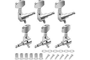 Vesaneae 6 Pezzi 3L3R Pioli Accordatura per Chitarra, Tuning Piroli per Chitarra, Sintonizzatori A Testa Di Chitarra, Meccaniche per Chitarra, Manopola Di Chitarra, Parti per Chitarra(Argento)