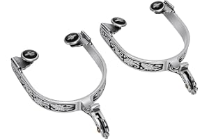 Yobadam Western Cowboy-sporrar med Handskuren Blomdesign Hållbara Kugghjulssporrar i Rostfritt Stål för Ridning 2-pack