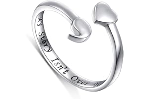 DAOCHONG S925 Sterling Silber Semikolon offener Ring inspirierende Awareness Verstellbarer Ring mit meiner Geschichte ist noch Nicht vorbei Ringgröße 49-60