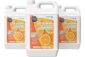 CHEMIPHASE Citraclean Concentrated Orange Citrus Degreaser – Heavy-Duty Degreaser for Oil, Grease & Dirt – Non-Caustic, Biodegradable, Fresh Citrus Scent – Safe for Floors, Equipment, Vehicles - 4 x 5 Litres