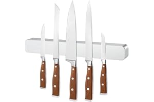 CLDFDC 30cm argento Barra Magnetica per Coltelli con Magnete Extra Forte, Nuovo design curvo,Striscia magnetico che può essere installato senza forare, calamita coltelli