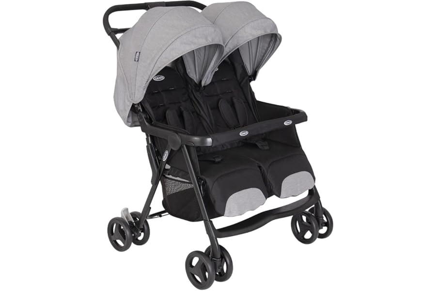 Graco DuoRider Lightweight Double Pushchair, Suitable from Birth to Approx. 3 Years, Steeple Gray Fashion