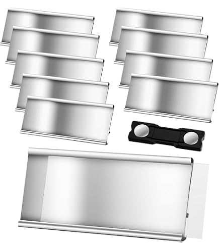 Portanomi In Alluminio Dorato - 10 Pezzi, Misure 65x22 Mm E 72x32 Mm | Con Spilla O Clip, Per Abbigliamento E Auto