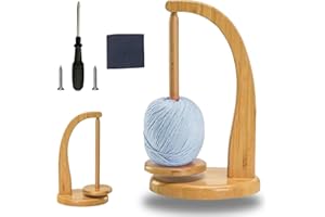 HUAMIRRA Svolgitore di Lana, Avvolgitore di Lana Rotante, Porta Gomitolo Rotante, Supporto per Bobine di Filato in Legno, con Accessori di Montaggio, per Lavori a Maglia, Regali e Uncinetto(Colore Legno)