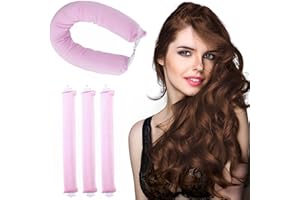 CPJJ 4 Pezzi Bigodino Lungo per Boccoli, Tubo Capelli Mossi,per tutti i tipi di capelli, arricciacapelli senza calore(rosa)