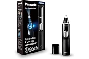 Panasonic ER-GN300-K503 Tagliapeli da Uomo, Rasoio Elettrico Premium, Tagliapeli Naso, Orecchie e Sopracciglia, Impermeabile, Funzionamento a Batteria, Nero