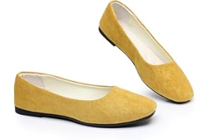 Timween Womens Ballet Flats, 25 Vibrant Colors Available Ladies Casual Square-Toe Flat Shoes Women Indoor Outdoor Comfy Slip On Ballerina Pumps Solid Color Suede-Effect Upper Portable Flats