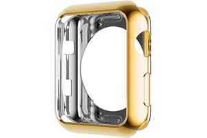 HANKN Hülle für Apple Watch Series 3 2 1 42mm, Plattierte Weich TPU Abdeckung Schutz iWatch [Kein Frontbildschirmschutz], Gold 42mm