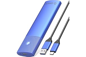 ORICO M.2 NVMe SATA SSD Enclosure Adapter Tool-Free, USB C 3.2 Gen 2 10Gbps NVME, 5Gbps NGFF SATA PCIe M-Key(B+M Key) 2230/2242/2260/2280, Aluminum External M2 Reader Support UASP Trim-BL(G2A)