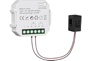 YASORN eMylo Misuratore di potenza WiFi a 1 canale 80A Monitoraggio intelligente dell'energia, amperometro a pinza, WiFi a 2,4 GHz, monitoraggio in tempo reale, Smart Life/TUYA APP, Monitoraggio dell'energia