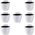 5 Selbstbewässernde Blumentöpfe Aus Kunststoff – Inkl. Saugseil & Untertasse Für Pflegeleichte Zimmerpflanzen (15 Cm, Weiß)