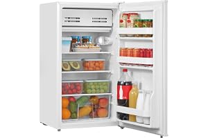COMFEE' RCD93WH2EU(E) 93L Single Door Refrigerator with Chill Box, Electronic Control, Reversible Door, with Inverter and LED Light, Small Refrigerator for Office, Room, White