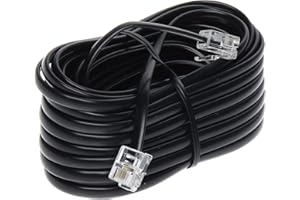 Jafsal Online RJ11 Cable ADSL Extension Lead- Premium Quality- High-Speed Gold Plated Contact Pins- Male to Male Router or Modem to RJ11 ideal for Phone Socket, 10m Black