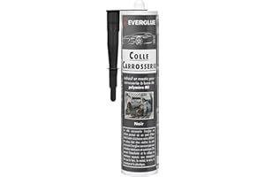 EVERGLUE Colle de carrosserie 1K MS - Colle de montage résistante aux UV - Noir - Cartouche MS-polymère - Colle puissante - Colle et mastic élastique - Pour collage et étanchéité dans la construction de