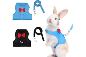 ZYOMVUN Weiches Kaninchen Geschirr mit Leine, 2 Stück Mesh Kaninchen Geschirr Kätzchen Haustier, Haustier Joggen Geschirr Leine, Kaninchen Zubehör, für Kleine Häschen Andere Kleine Haustiere Walking, S