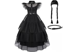 Berich Dress for Girls Black Dress World Book Day Costumes for Girls Princess Black Costume Kids Halloween Fancy Dress up