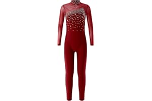 YiZYiF Body per Bambina Tuta da Ginnastica Artistica Pattinaggio Maniche Lunghe Jumpsuit Patchwork Sportiva Body da Danza Leotards da Balletto