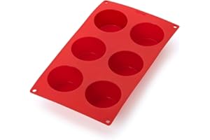 Lékué Molde Repostería muffins, silicona platino Rojo, 6 cavidades