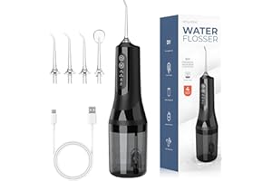 Anluomania Irrigador Bucal Portatil, Irrigador Dental Inalámbrico 260ML, Water Flosser 4 Modos 4 Boquillas Para Limpieza Dientes, IPX7 Impermeable USB-C Recargable Para Limpieza Dental,Casa y de Viaje
