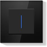 BSEEDLIFE Wall Switch, Wall Switch with Glass Frame with LED Indicator, 1 Gang 2 Way, Easy Installation Claw Hook Design, 86