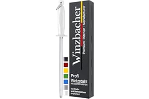 Winzbacher® L'ORIGINAL [39cm] Fusil à Aiguiseur professionnel - en acier spécial trempé | Aiguiseur de couteaux | Poignée ergonomique Soft-Touch avec protection des doigts (Snow White)