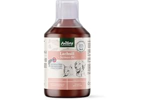 AniForte Aceite de salmón Premium para Perros y Gatos 500 ml - 100% Natural. Contiene Ácidos Grasos Omega 3, EPA, DHA Y Linolénico. Beneficioso para Huesos Fuertes y Pelaje Brillante