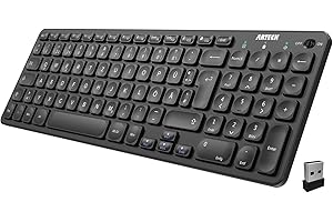 Arteck Kabellose Tastatur, Deutsches QWERTZ Layout wiederaufladbare USB Anschluss 2,4 GHz Kabellos Tastatur mit Multimedia-Tasten, Kompatibel mit PC, Computer, Notebook, Laptop, Windows 11, 10, 8