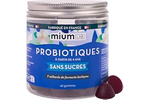 MIUM LAB GUMMIES EXPERTISE Mium Lab - Probiotiques 5 souches & 7 Milliards d'UFC - Renforcement Flore Intestinale, Digestion, Transit régulier - Adultes et Enfants - Cure 21 jours - Fabriqué en France