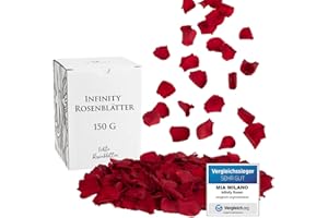 ‎MIA MILANO Rosenblätter Rot getrocknet I 150 g Echte Rosenblüten - Konservierte Blütenblätter (3 Jahre haltbar) Romantisches Geschenk für Frauen mit Rosenduft