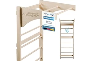 ‎ARTSPORT ArtSport Sprossenwand für Erwachsene - Indoor Klettergerüst aus Holz - Klimmzugstange & Krafttraining - Befestigung an Wand - Kletterwand - Natur