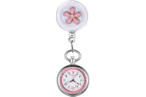 LANCARDO Silverora Montre à Gousset D'infirmière avec Trotteuse,Fleur Montre de Broche en Alliage avec Épingle - Décoration Broche Chat pour Infirmières et à Tout Autre Professionnel de la Santé