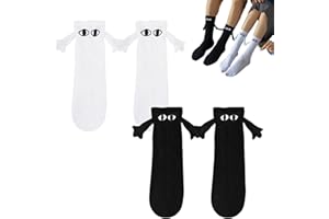RHZXD 2 Pairs Funny Magnetic Suction 3D Doll Couple Socks, Couple Holding Hands, Novelty Gifts for Women & Men, Friendship Socks