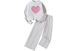 SoLu DAY8 Kids Tracksuit Set Girls Long Sleeve Crop Top Pullover Sweatshirt and Trousers Clothing Sets for Girls Trendy Spring Winter Cute School Casual Jogging Sport Streetwear 5-12 Years