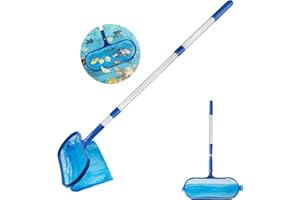 AKOFIC Pool Leaf Skimmer, 120CM Swimming Pool Skimmer Fine Mesh, Skimming Pool Leaf Cleaning Net with With Telescopic Handle Pole for Pool Garden Pond Fish Tank Fountain Hot Tub Spa