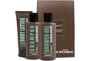 ‎BODY & EARTH BODY & EARTH Duschgel Männer 3-teiliges Set, Männer Geschenkset mit Sandelholz Duft, Herren Reiseset mit Duschgel, Körperlotion, Shampoo, Geburtstagsgeschenk, Vatertagsgeschenk für Papa