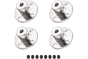 DMiotech 4 Pack 3 mm Inner Diameter H12 x D10 Flange Coupling Connection Rigid Guide Shaft Support Coupler Shaft Coupling with Screws for DIY RC Model Engines Silver