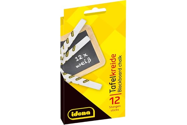 Idena 621721 - Craie pour tableau noir en boîte pliante, 12 bâtons, blanc