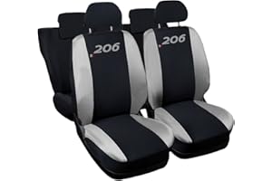 Auto Accessori Lupex - Housses pour siège Auto, compatibles Housses de siège Auto pour 206, Noir Gris Clair, Made in Italy, Avant-arrière, Tissu Polyester, Housses intérieures Auto
