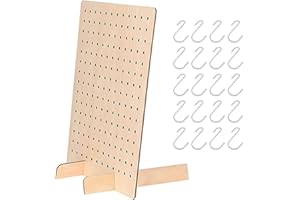 MVPACKEEY Wooden Pegboard Display Stand Retail Rack - Necklace Holder Earring Display Stands for Selling and Craft Shows - Jewelry, Pin, Stickers & Keychain Peg Board, 17" x 13",With 20pcs Pegboard Hook