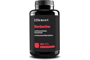 ‎ZENEMENT Berberin HCL Extrakt, 120 Vegan Kapseln Hochdosiert mit 500 mg | Mit Chrom und schwarzem Pfeffer, Der beste konzentrierte Extrakt aus Berberis Aristata | Zenement