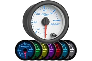 GlowShift White 7 Color 60 PSI Boost Gauge