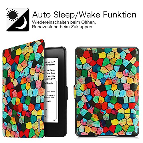 Fintie Kindle Paperwhite Hülle – Die dünnste und leichteste Smartshell Case Schutzhülle Tasche mit auto Sleep / Wake für den neuen Kindle Paperwhite 2016 (mit 300 ppi-Display, 6 Zoll, und integrierter Beleuchtung) und alle Modelle von 2012, 2013, 2014, 2015, Mosaic - 3