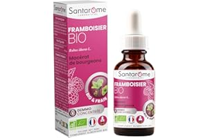 Santarome Bio - Gemmo Framboisier Bio | Complément Alimentaire Cycle Menstruel | Ménopause & Règles Douloureuses - Bourgeon Frais de Framboisier| Flacon Pipette 30 ml | Made In France | Végan
