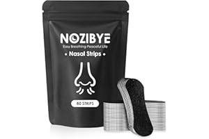 Nozibye Nose Strips, Nasal Strips for Sleeping (60 Count, Black) – Comfortable Nose Strips for Breathing and Snoring Relief, Snore Strips with Extra Strong Adhesive